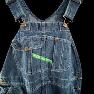 🪩🌈🦄 KEY Blue Denim jean bib overalls men 40 x 32 vintage